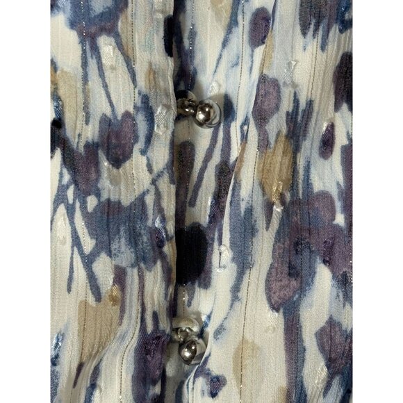 NEW White House Black Market Abstract Floral Dress Blouson Boho 6P White Purple - Picture 13 of 16